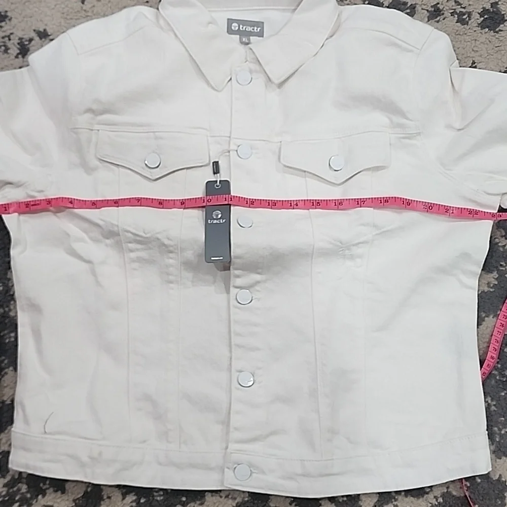 Tractr Loretta Denim Jacket Womens XL NWT White
